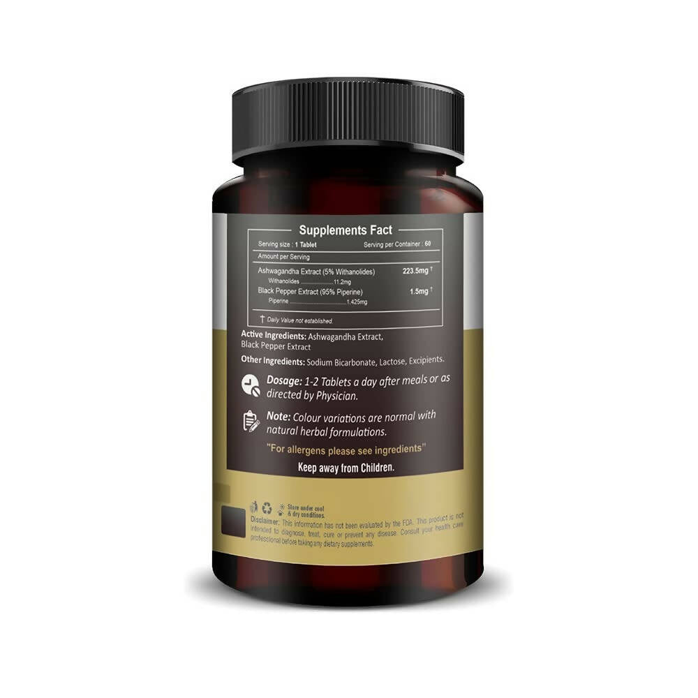 H&C Herbal Ashwagandha Extract with Black Pepper Quick Dissolving Tablets - Distacart