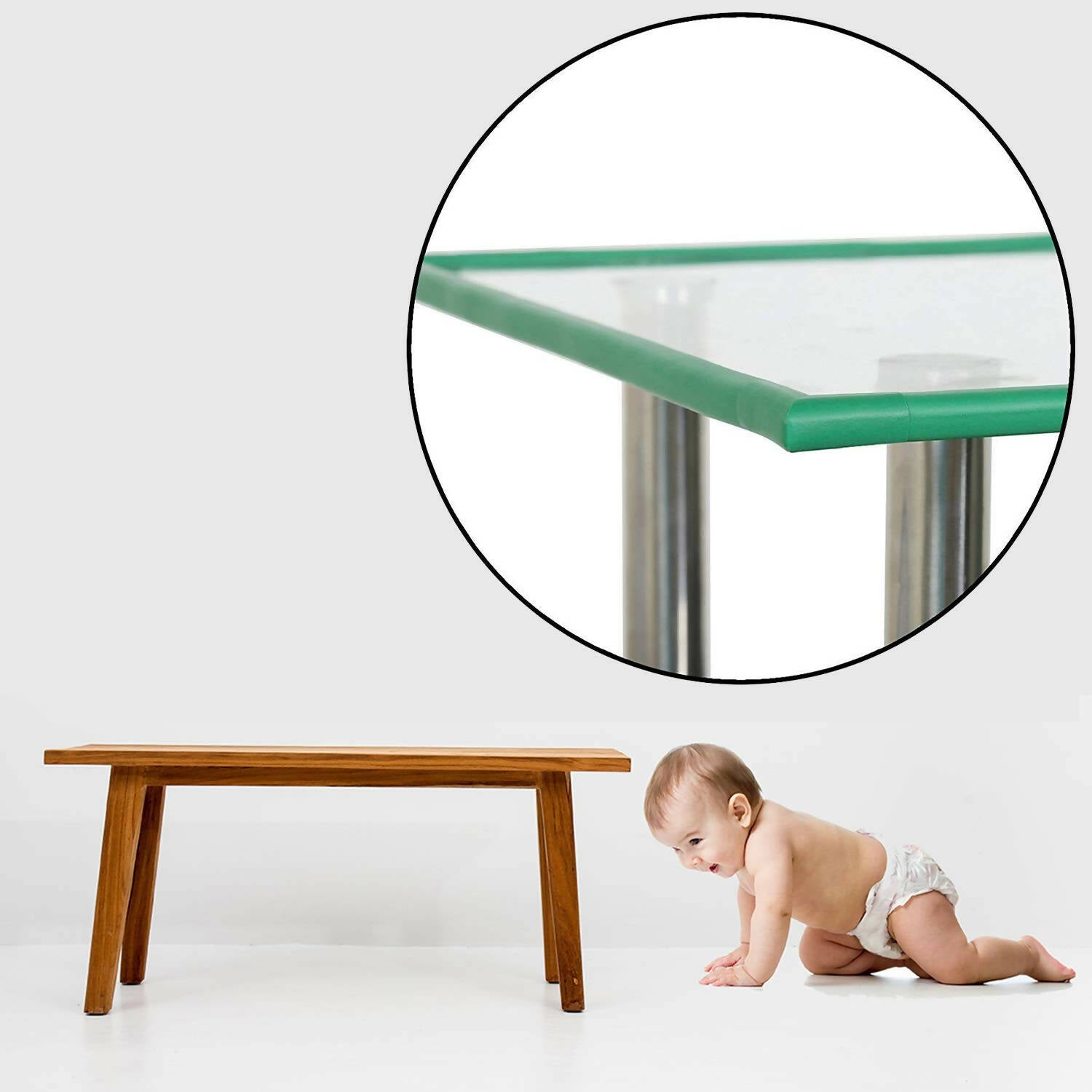 Safe-O-Kid Unique High Density L-Shaped 2 Mtr Long Mini 1 Edge Guard With 4 Corner Cushions - Green - Distacart