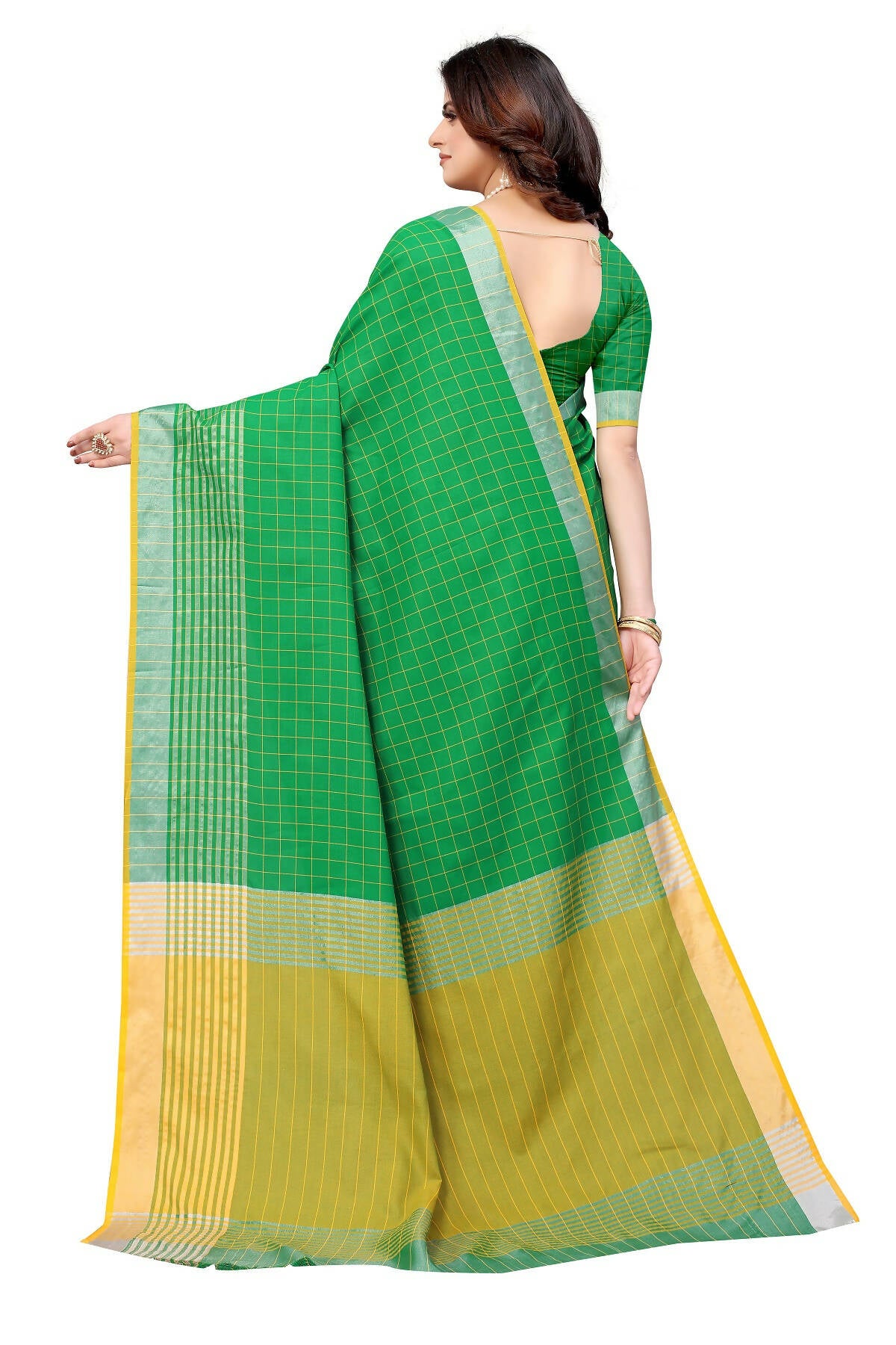 Vamika Green Cotton Silk Saree - Distacart