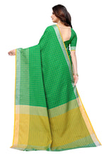 Thumbnail for Vamika Green Cotton Silk Saree - Distacart