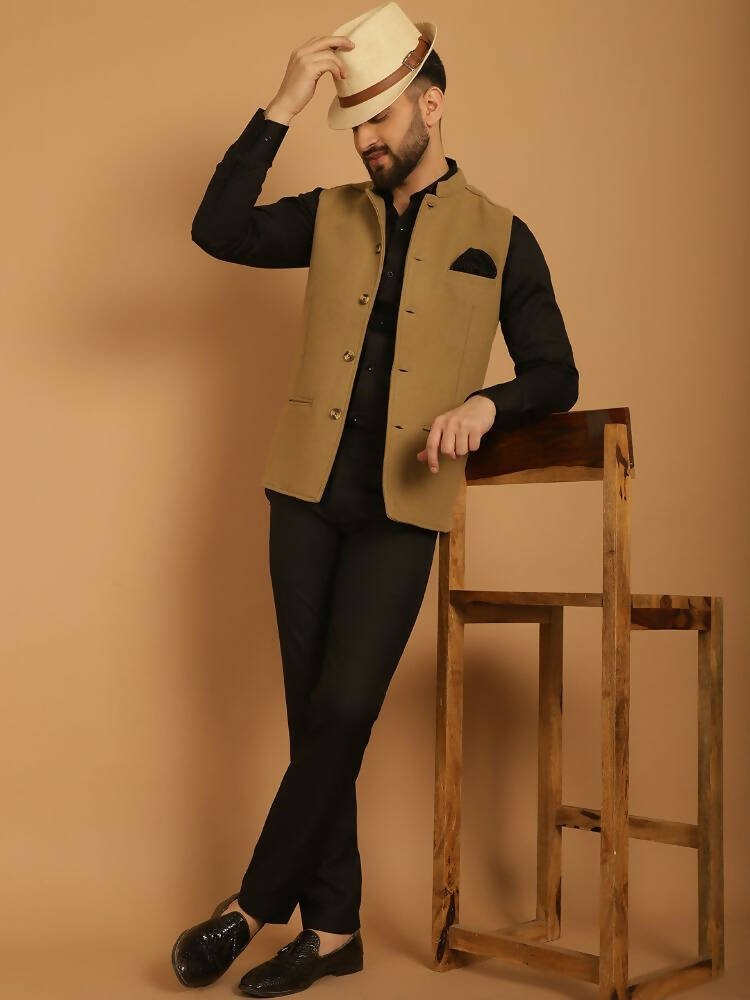 Even Apparels Pure Wool Nehru Jacket - Beige - Distacart