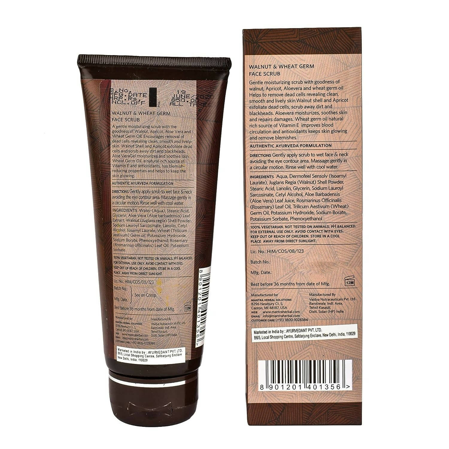 Mantra Herbal Walnut & Wheat Germ Face Scrub For Men - Distacart