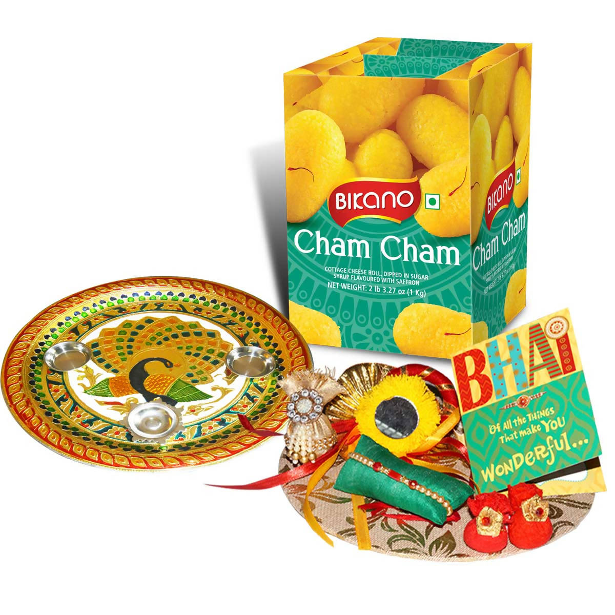 Bikano Cham Cham Rakhi Puja Thali Gifts - Distacart