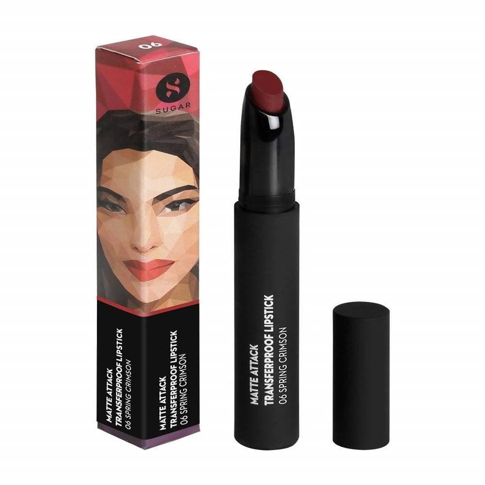 Sugar Matte Attack Transfer proof Lipstick - Spring Crimson (Crimson Red) 