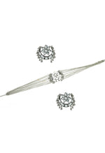 Thumbnail for Mominos Fashion Johar Kamal Silver-Plated Brass Finish Mirror Work Choker For Women - Distacart