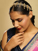 White Gold-Plated Kundan-Studded Beaded Matha Patti - Ruby Raang - Distacart