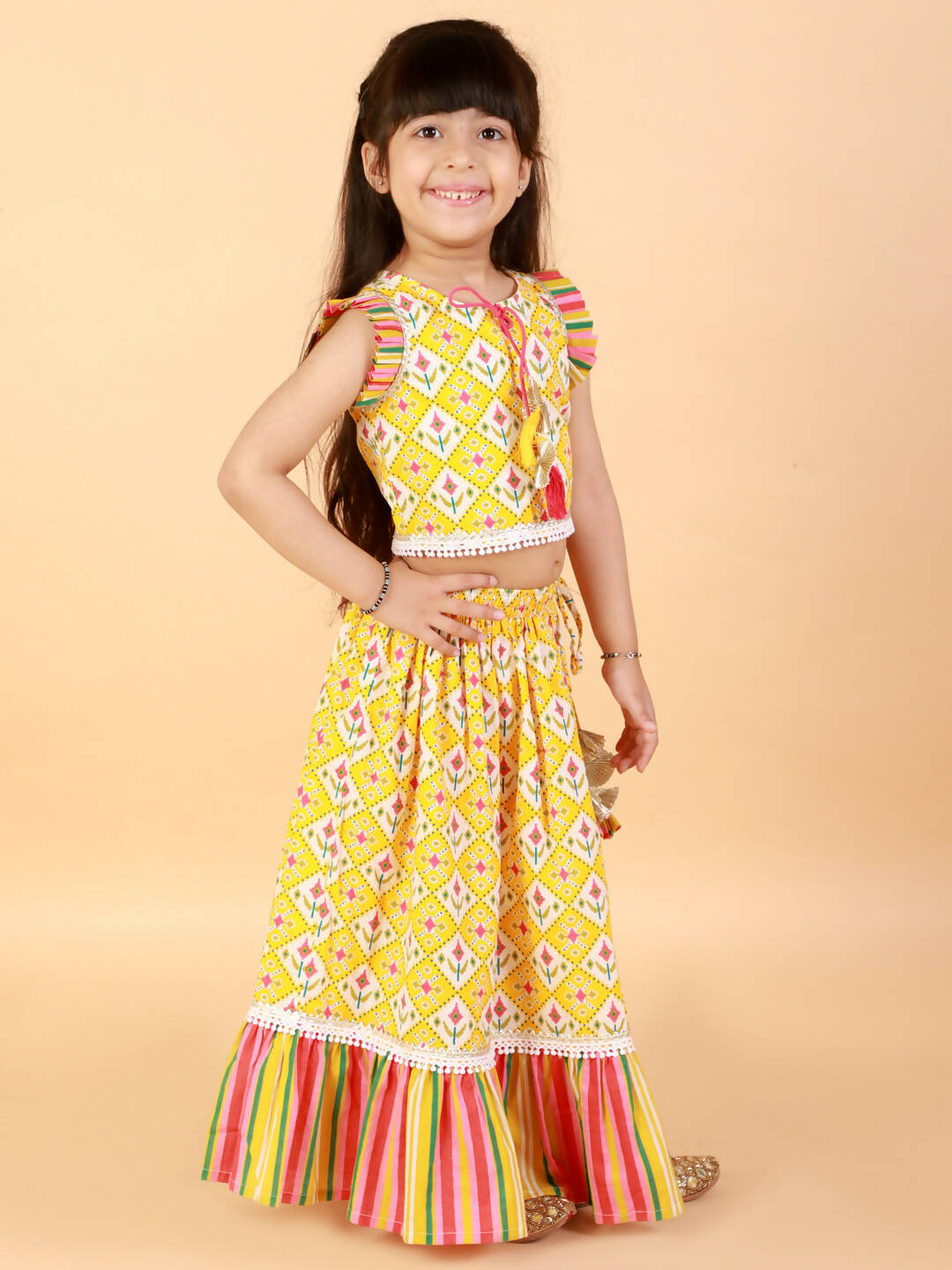 Lil Drama Girls Ghaghra Choli Set - D Yellow - Distacart