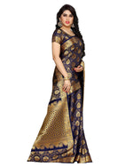 Thumbnail for Mimosa Women's Kanchipuram Silk Navy Blue Saree - Distacart