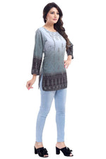 Thumbnail for Snehal Creations Gray Color Faux Crepe Printed Short Kurti Tunic