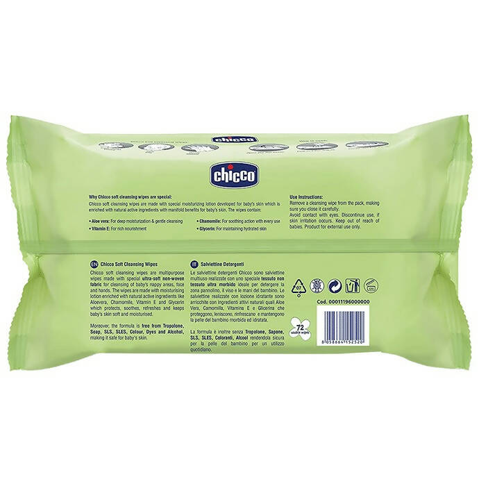 Chicco Baby Moments Soft Cleansing Wipes - Distacart