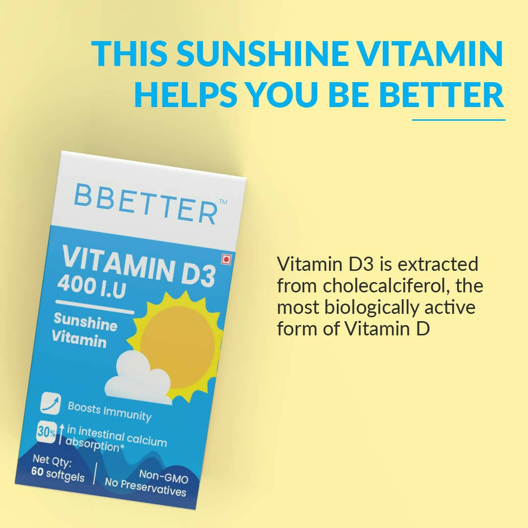 BBETTER Vitamin D3 400 IU Capsules - Distacart