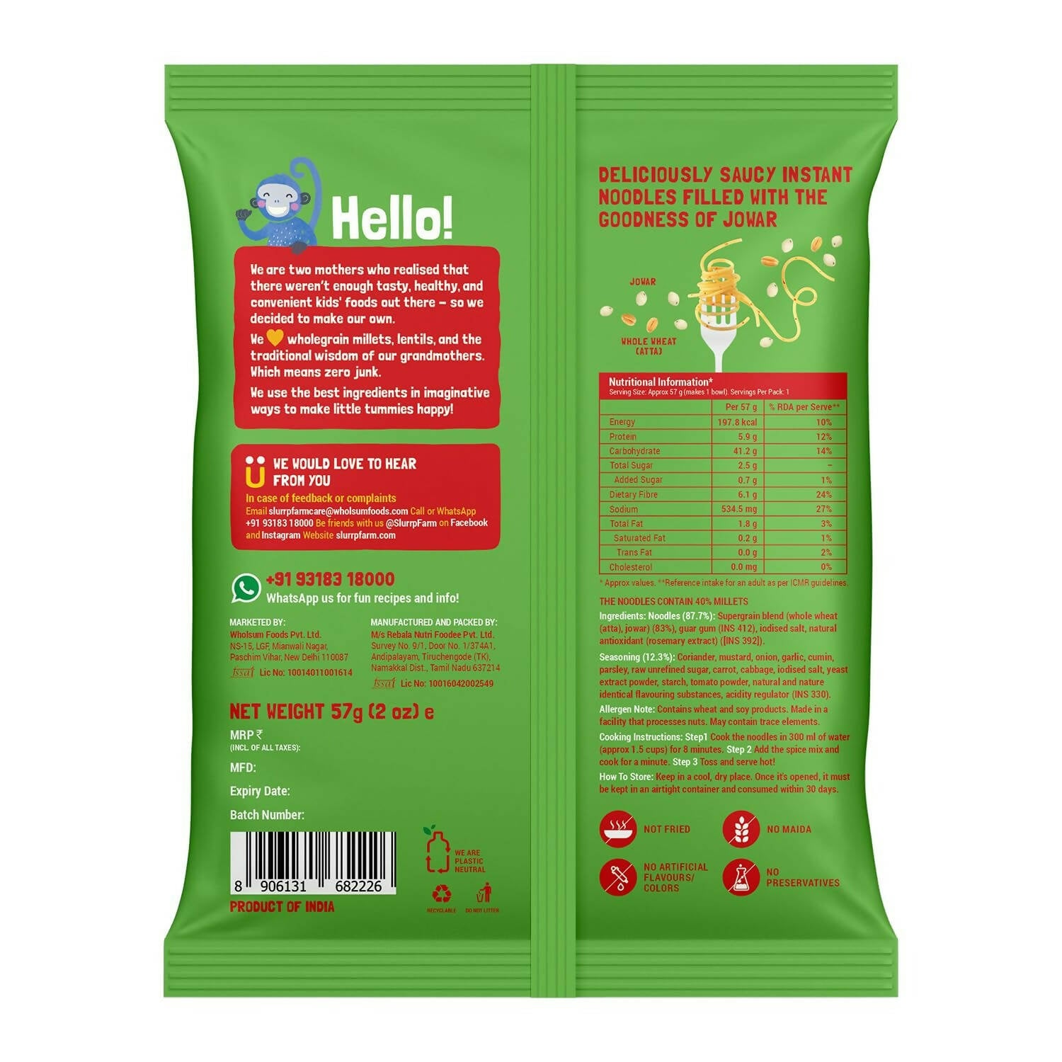 Slurrp Farm No Maida Instant Millet Noodles Combo - Distacart