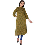 Thumbnail for Kanoor Women's green cotton straight kurti