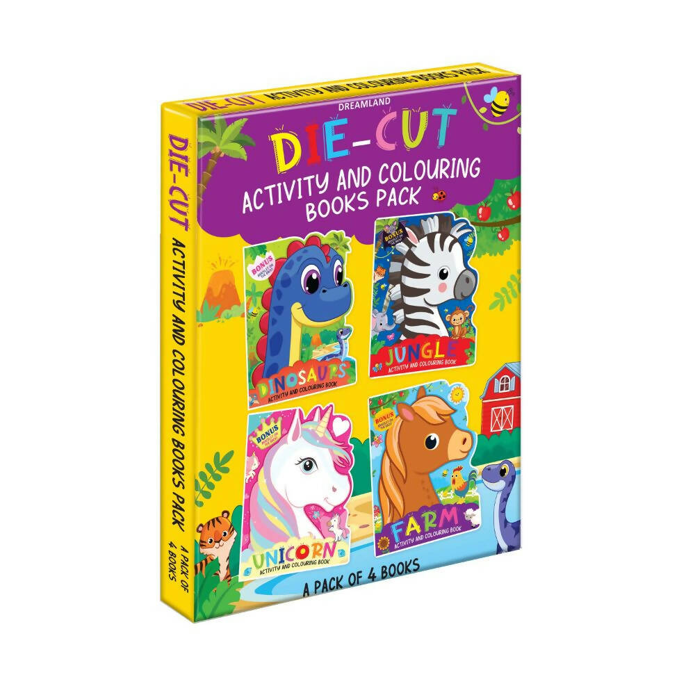 Dreamland Die-cut Activity and Colouring Books Pack- A Pack of 4 Books : Children Interactive & Activity Book - Distacart