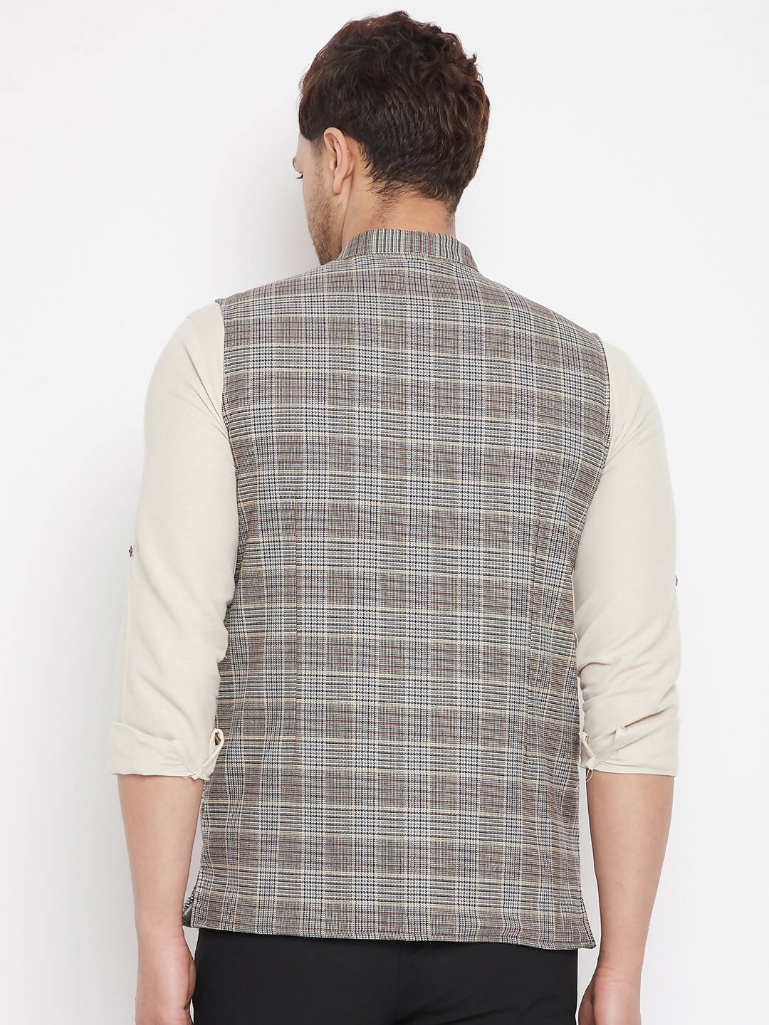 Even Apparels Brown Merino Men Woven Nehru Jacket PW729 - Distacart