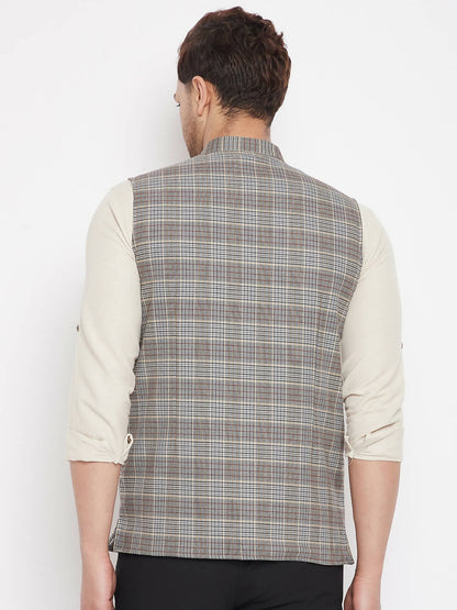Even Apparels Brown Merino Men Woven Nehru Jacket PW729 - Distacart