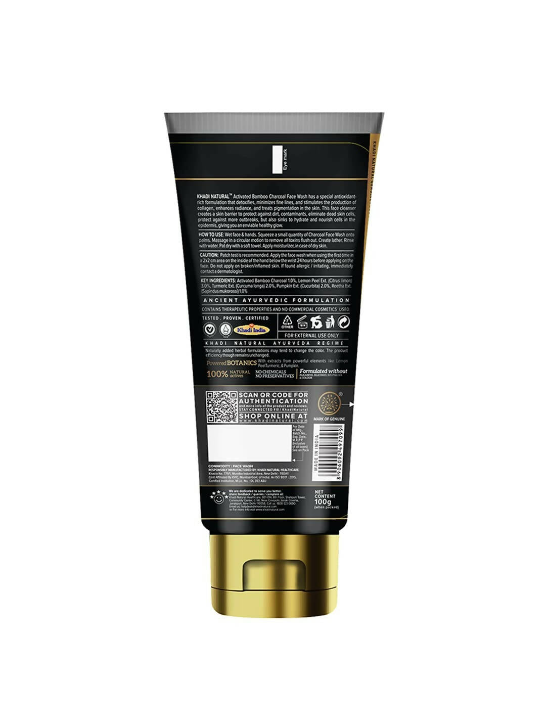 Khadi Natural Activated Bamboo Charcoal Face Wash - Distacart