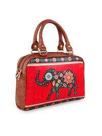 Thumbnail for Sabhyata Elephant - Satin Handbag With Detachable Sling 2 - Distacart
