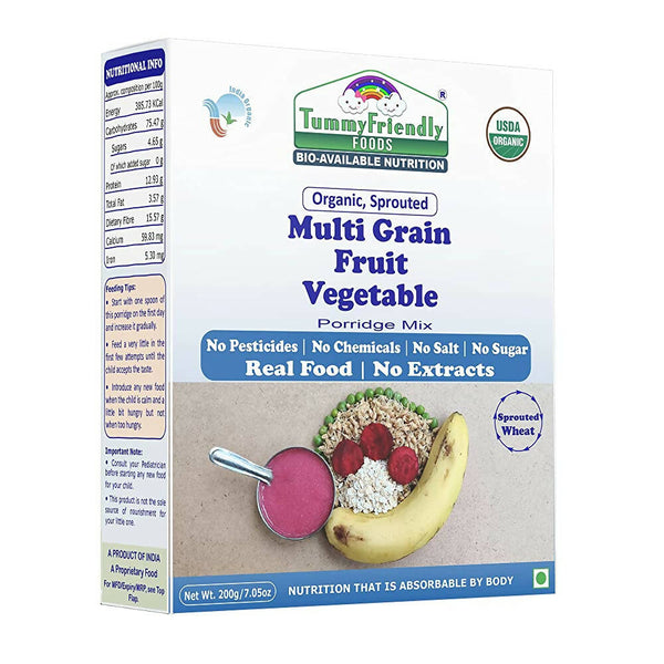 TummyFriendly Foods Organic Sprouted MultiGrain Fruit Vegetable Porridge Mix - Distacart