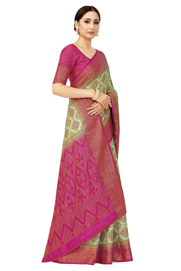 Mimosa Women's Patola Style Art Silk Green Saree - Distacart