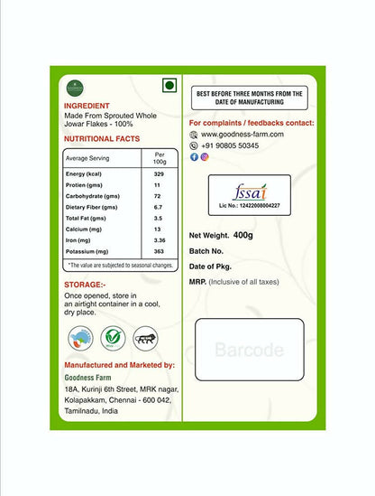 Goodness Farm Jowar Flakes/Sorghum Flakes - Distacart