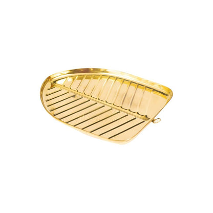 Spillbox Gold-Toned Brass Textured Banana-leaf Shaped Thali Pooja Essential - Distacart