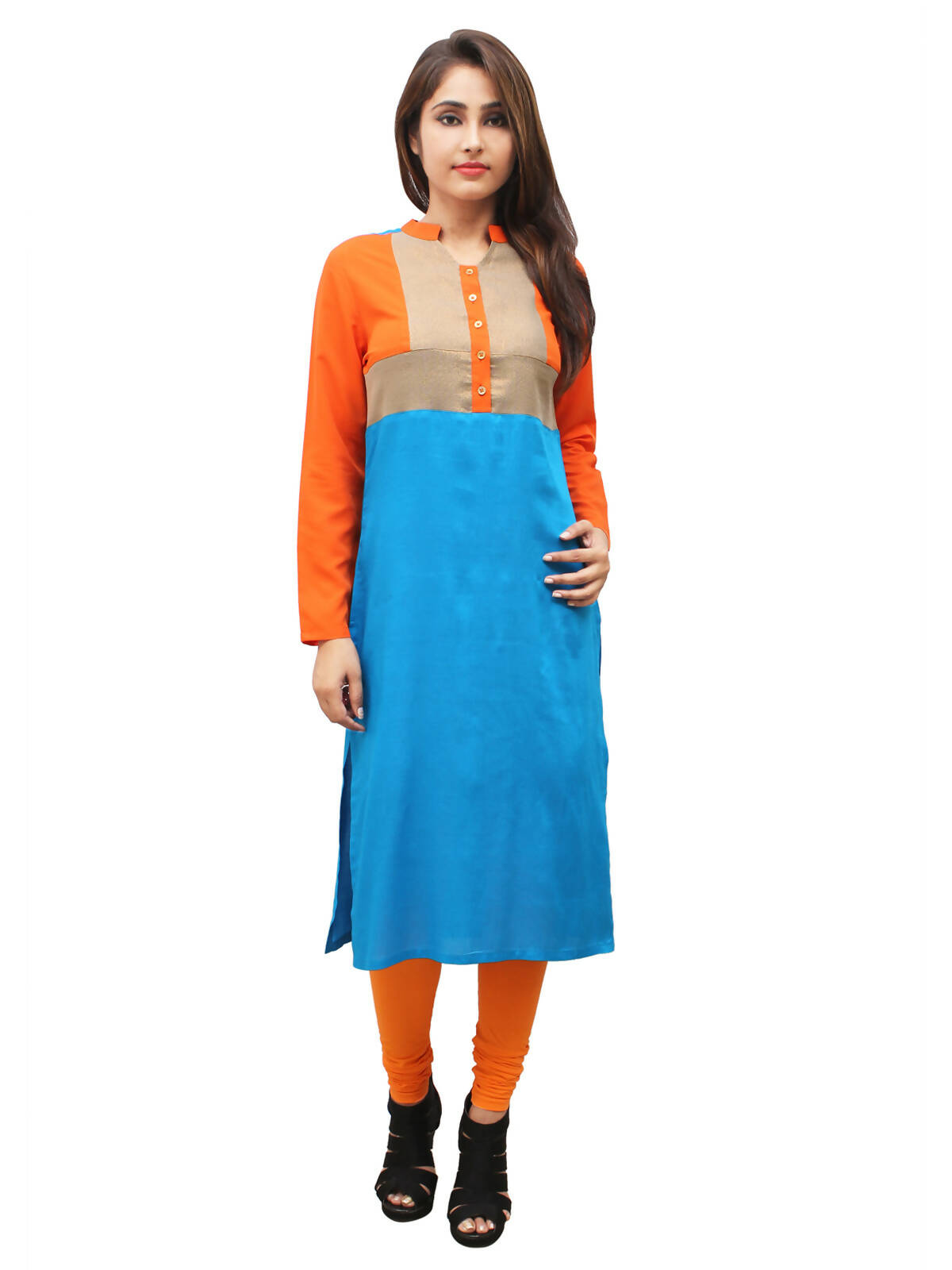 Women's Turq Fusion Combination Of Two Colours With Zari - G & A Apparels - Distacart