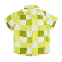 Thumbnail for Lil Drama Sassy Boho Boys Green Printed Shirt from the sibling collection - Distacart