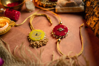 Thumbnail for Nirmalaya Bhai Bhabhi Rakhi Set Red & Yellow - Distacart