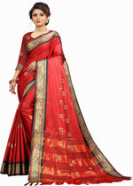 Thumbnail for DEIANA'S Beautiful Golden Jari with New Design Soft Lichi Silk Saree - Red - Distacart