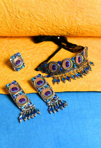 Thumbnail for Tehzeeb Creations Peacock Wings Design Necklace Earrings And Ring
