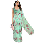 Thumbnail for Women's Partywear Designer Firozi Georgette Fancy Saree - Satrangi - Distacart