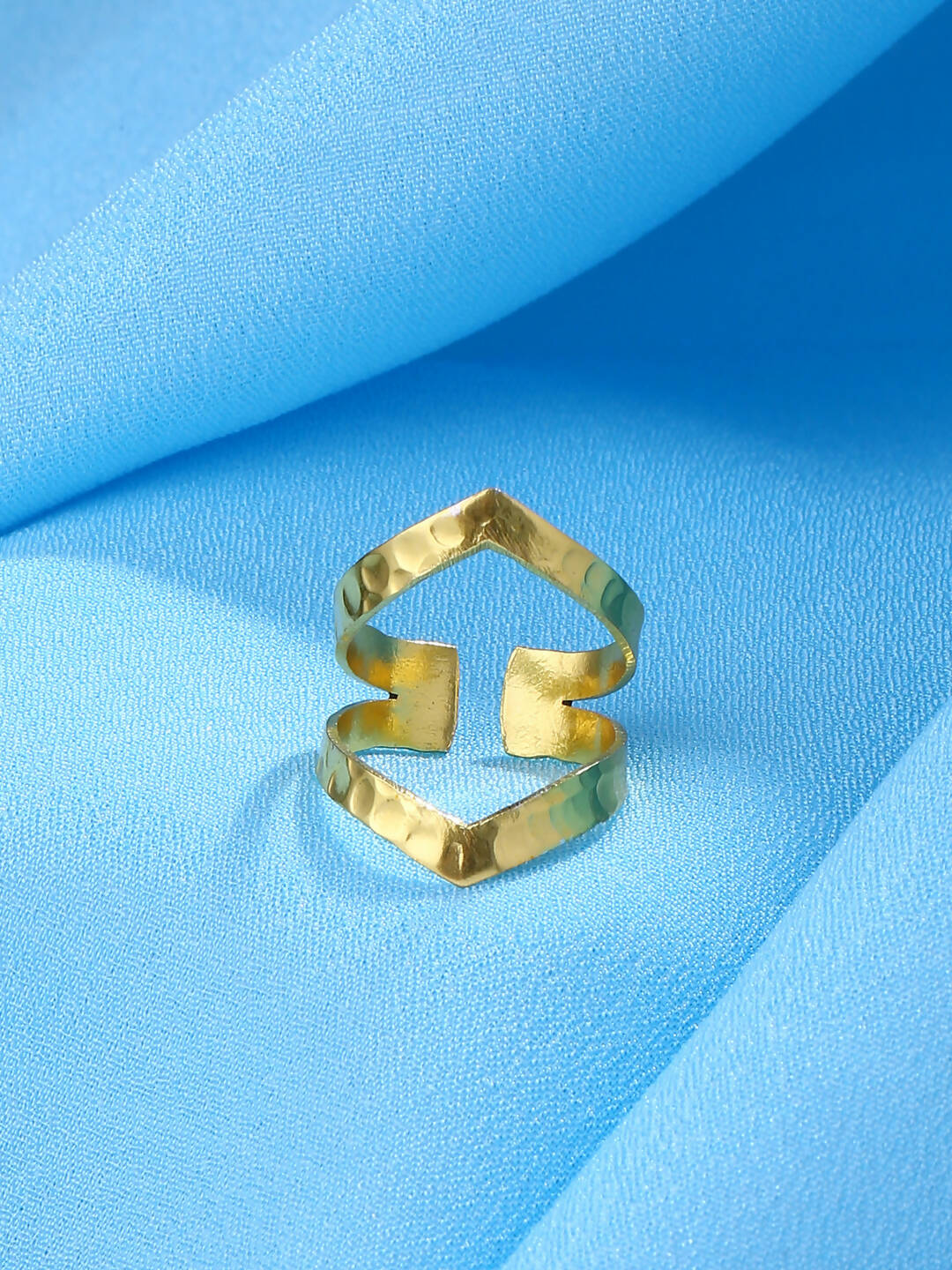 NVR Women Gold Plated Adjustable Finger Ring - Distacart