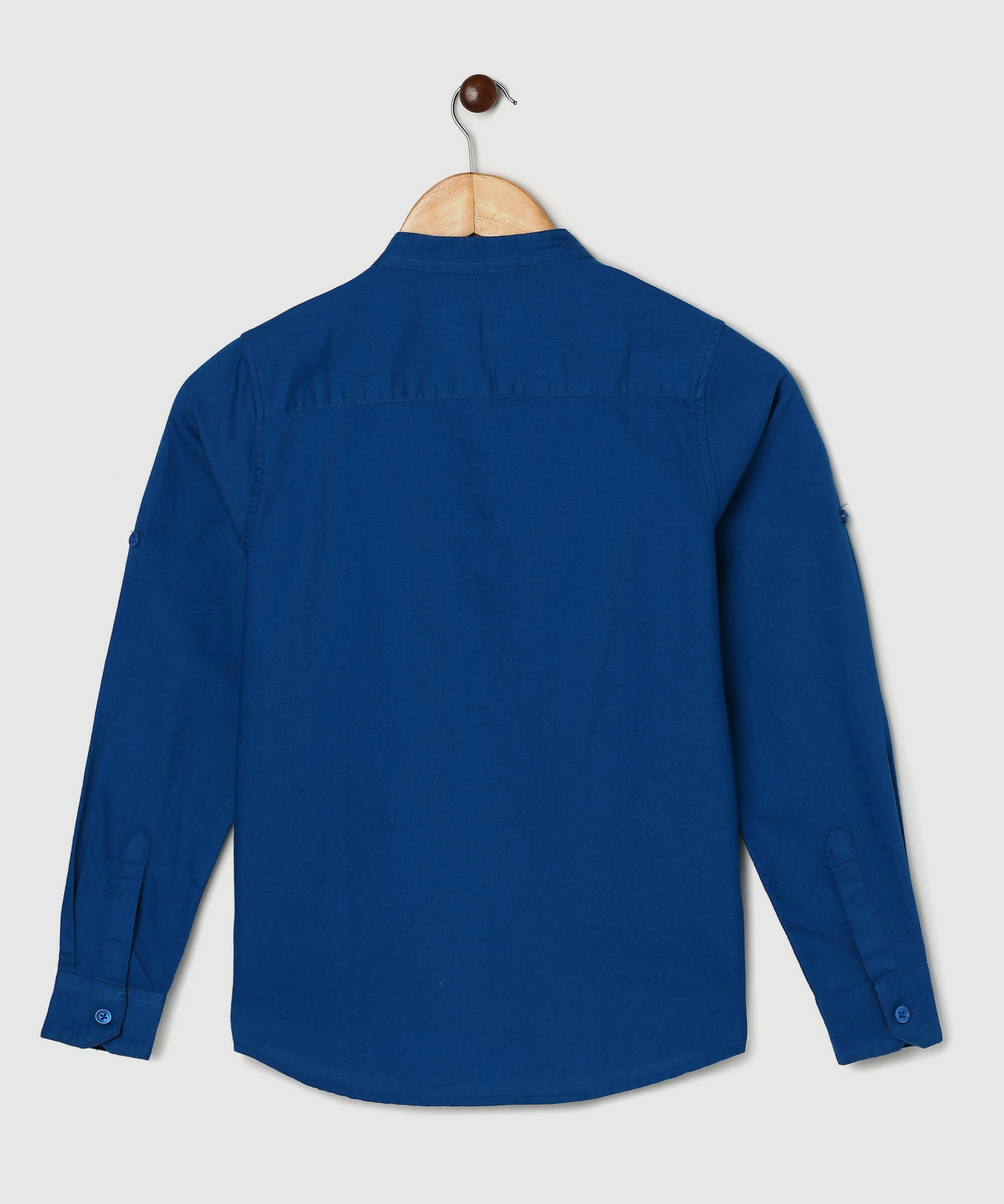 Manet Boys Mandarin Collar Full Sleeves Solid Shirt -Blue - Distacart