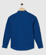 Thumbnail for Manet Boys Mandarin Collar Full Sleeves Solid Shirt -Blue - Distacart
