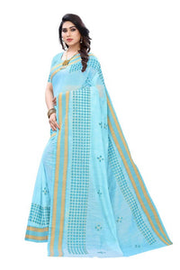 Thumbnail for Vamika Embroidery Blue Chanderi Saree (MINI CHECKS BLUE)