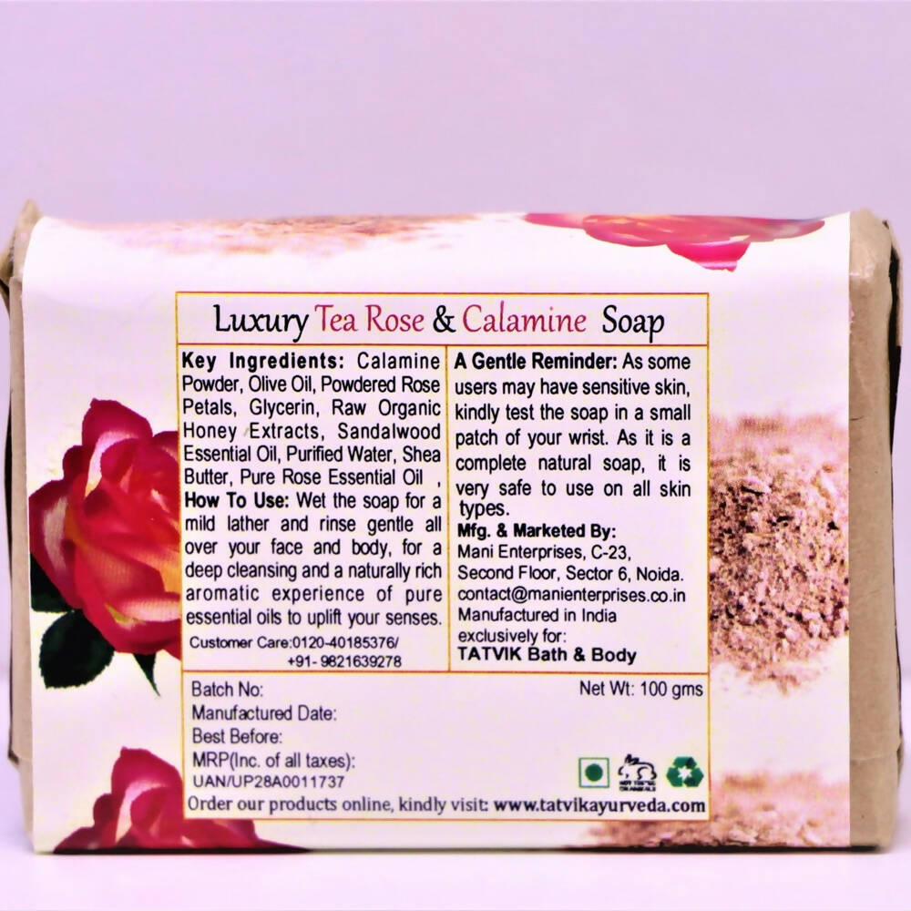 Tatvik Ayurveda Tea Rose & Calamine Luxury Handmade Soap - Distacart