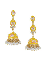 Thumbnail for NVR Women Gold Plated Yellow Jhumkas Earrings - Distacart