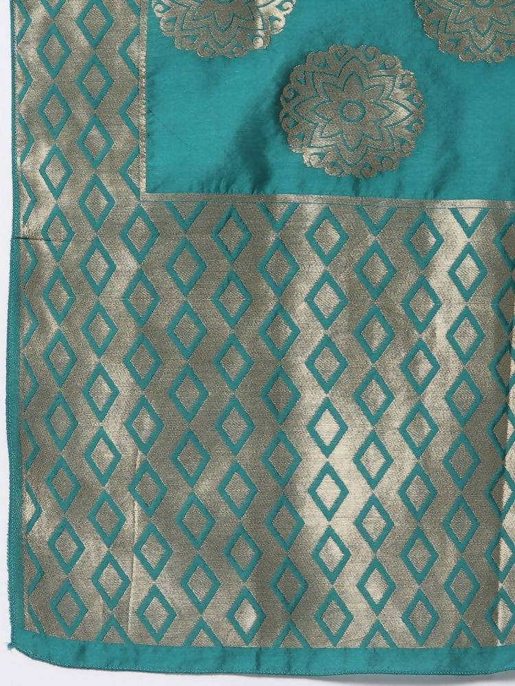 Myshka Green Color Silk Solid Anarkali Gown With Dupatta