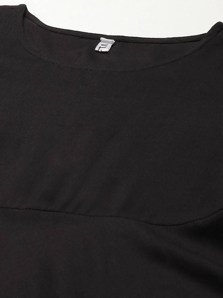 Yufta Women A-Line Black Dress With Red Embroidered Jacket