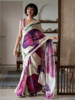 Thumbnail for Suta Beige Floral Pure Cotton Saree - Distacart