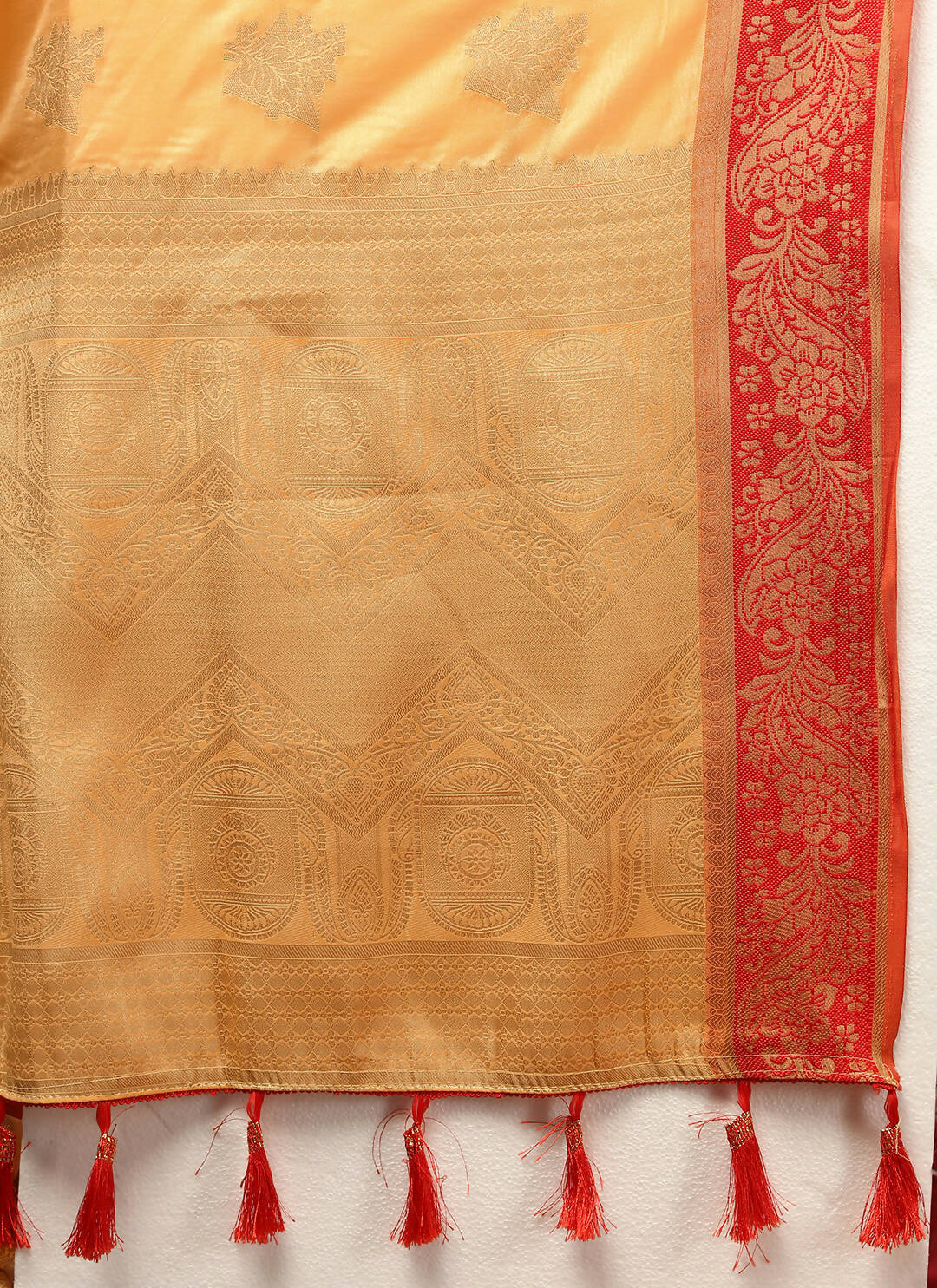 Lorenvalley Fashion Gold Cotton Woven Design with Zari Weaving Design Saree - Distacart