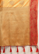 Thumbnail for Lorenvalley Fashion Gold Cotton Woven Design with Zari Weaving Design Saree - Distacart