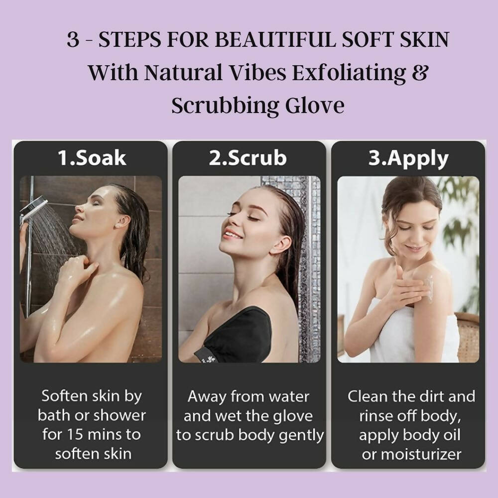 Natural Vibes Exfoliating & Scrubbing Glove for Smooth Skin & Cellulite Reduction - Distacart