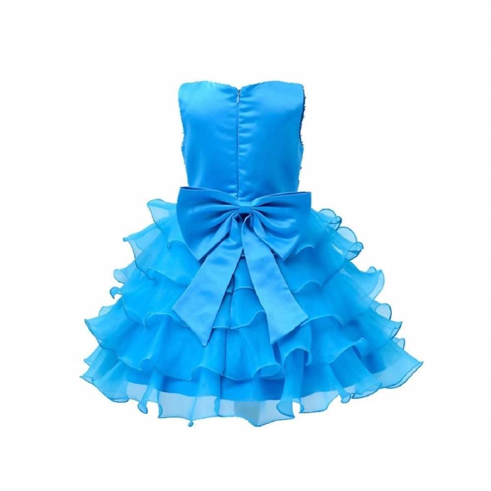 Asmaani Baby Girl's Sky Blue Color Satin Knee Length Frock (AS-dress_22071) - Distacart