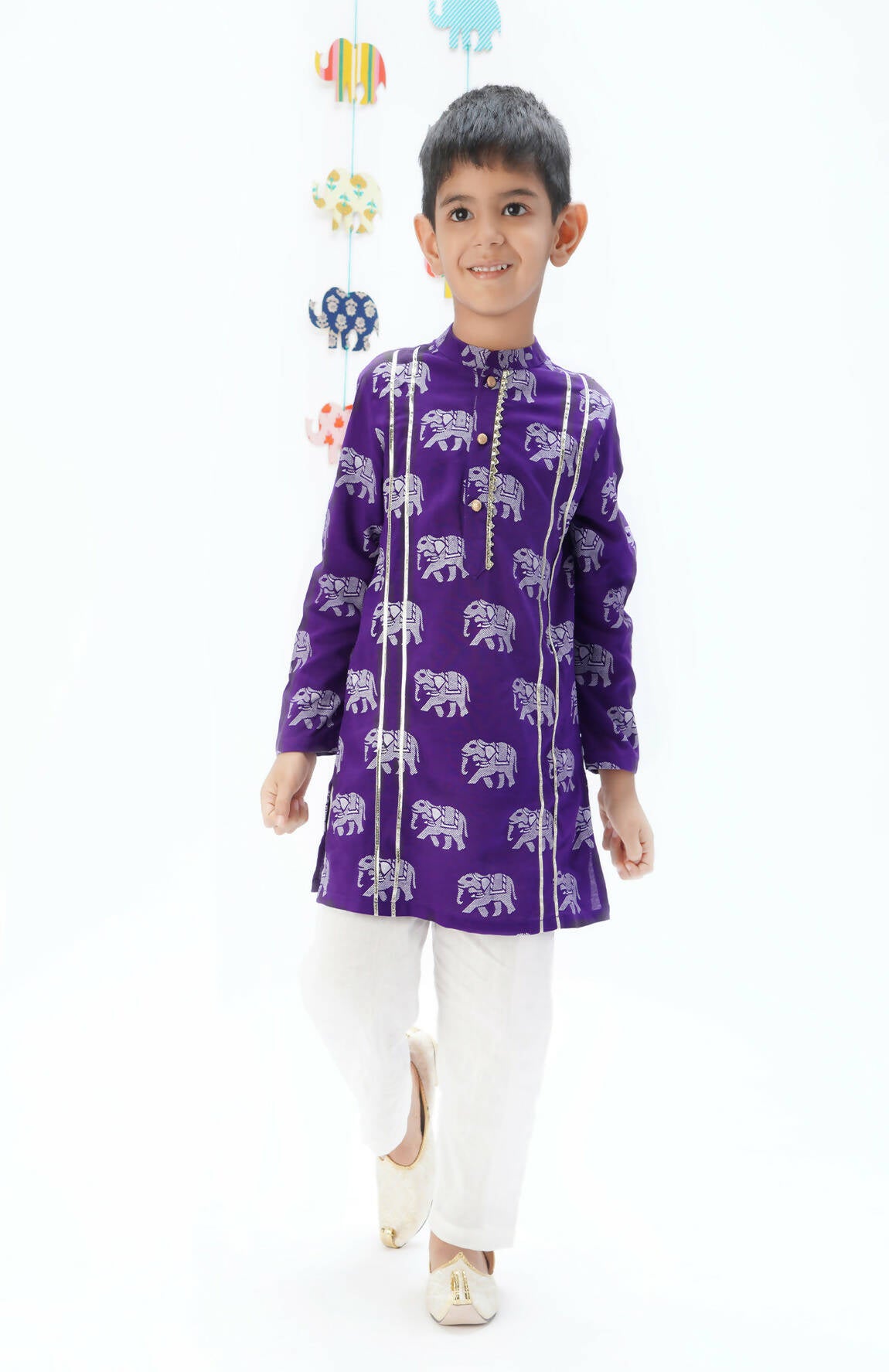 Lil Drama Trunk Tales Boys Purple Kurta With Pant Set - Distacart