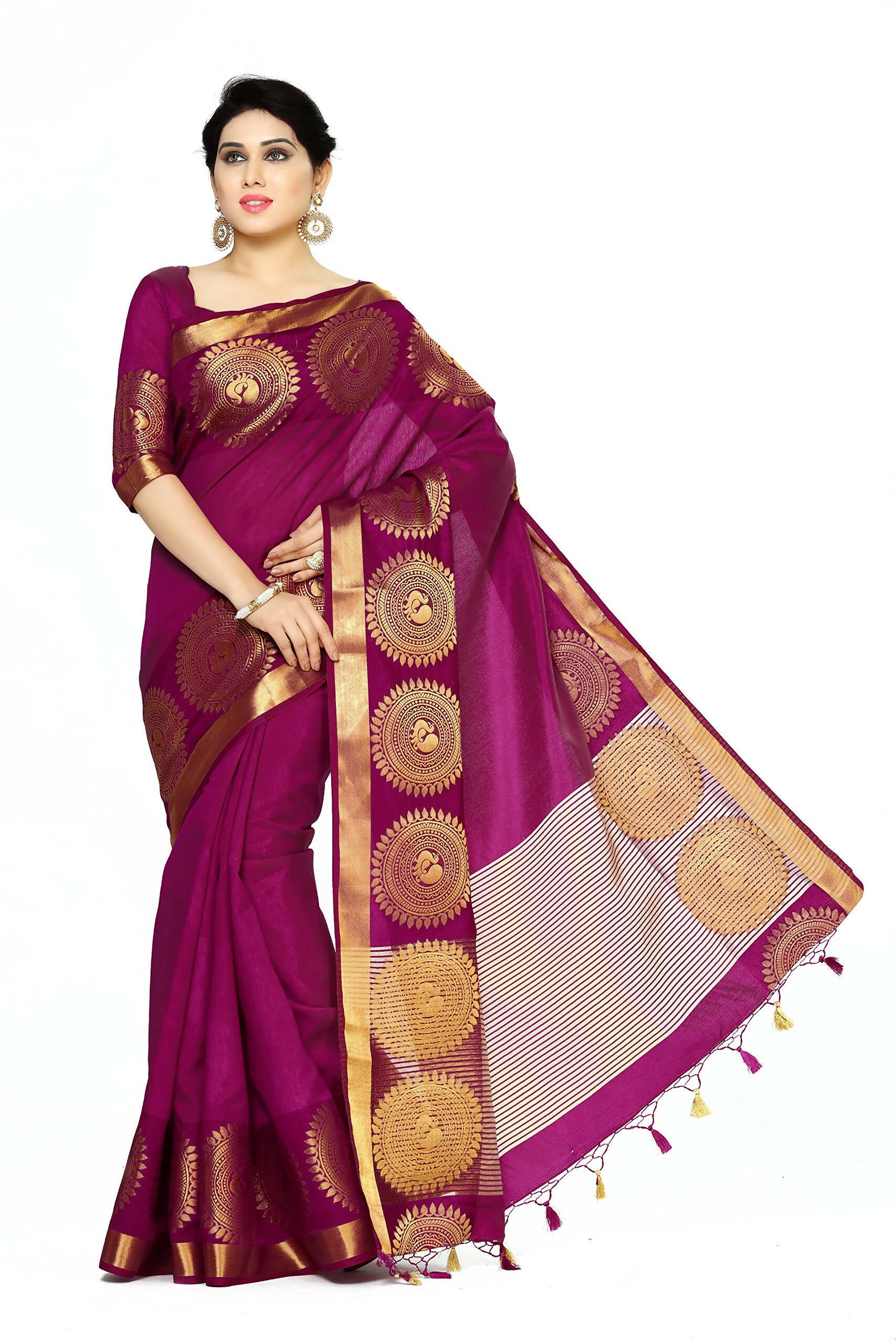 Mimosa Women's Purple Tussar Silk Banarasi Saree - Distacart