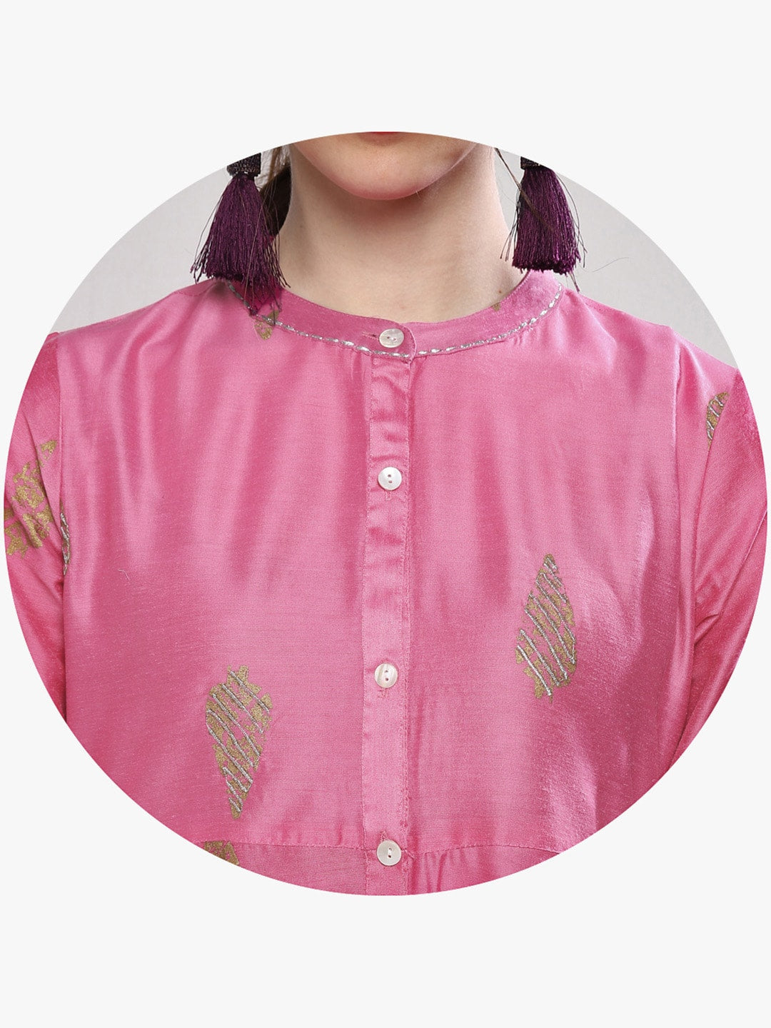 Sangria Women Pink Printed Kurta with Trousers - Distacart