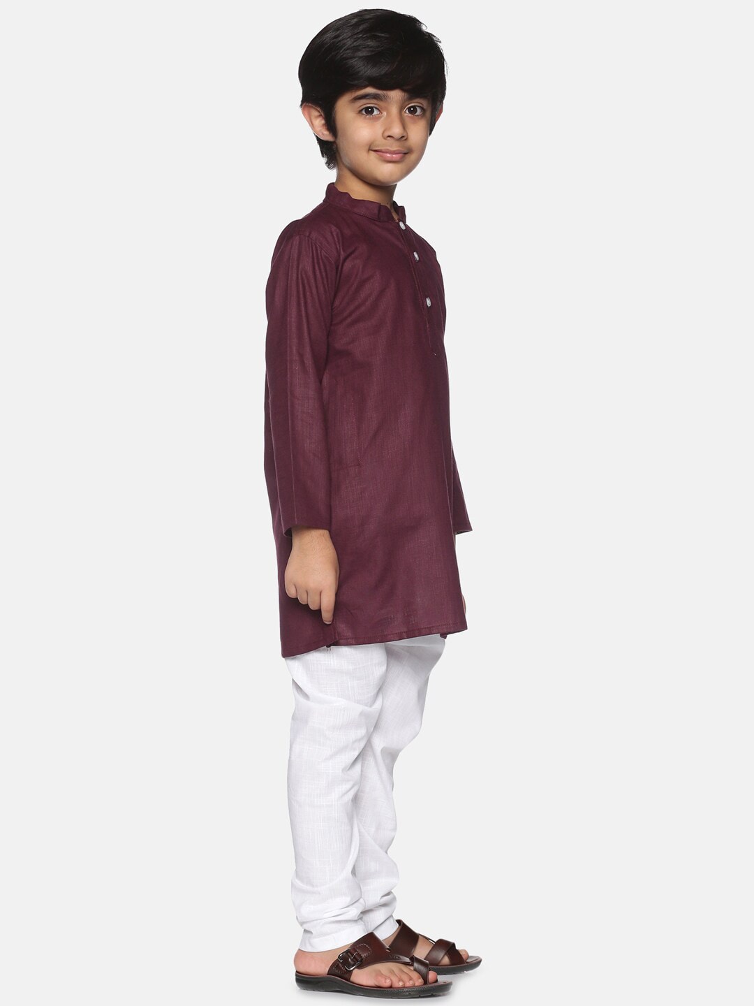 Sethukrishna Boys Maroon Pure Cotton Kurta with Pyjamas - Distacart