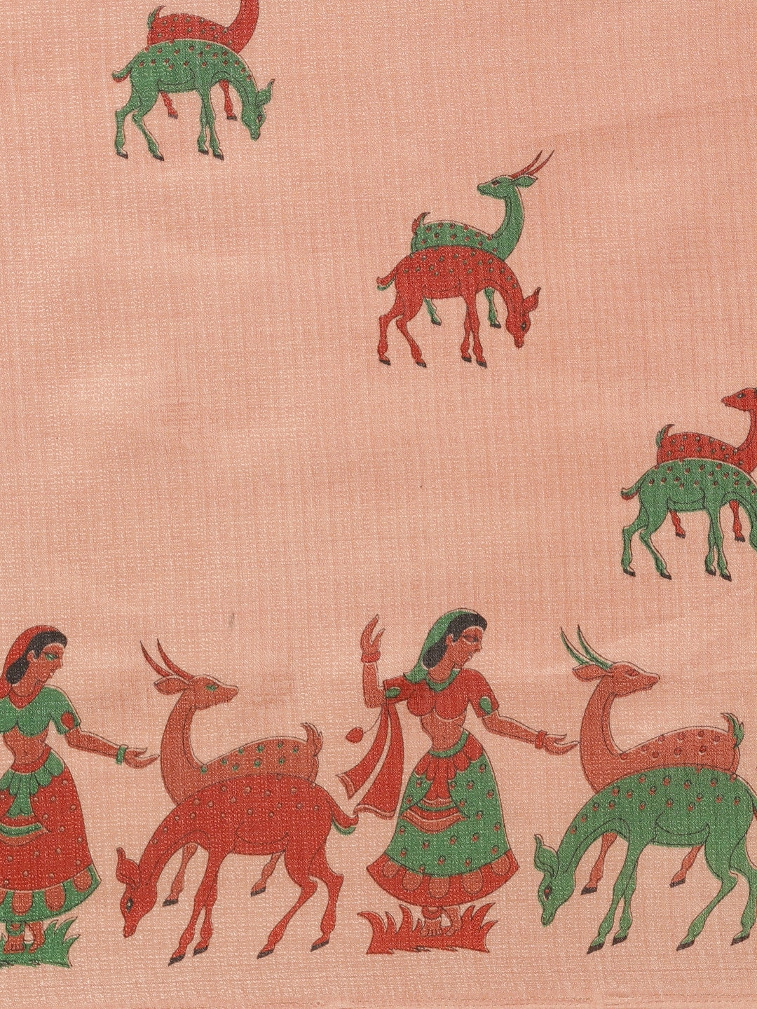 Saree Mall Peach-Coloured & Red Printed Saree - Distacart